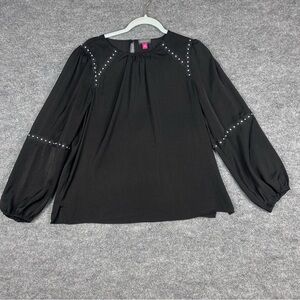 Vince Camuto Black Studded Balloon Sleeve Blouse Size M